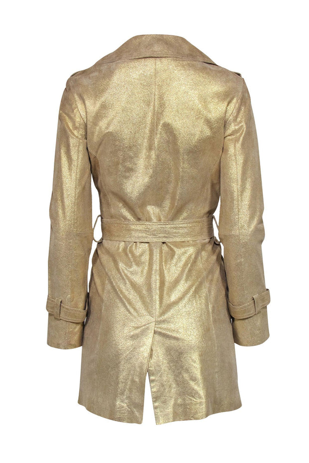 Current Boutique-NOL - Gold Metallic Classic Trench Coat Sz XS