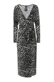 Current Boutique-Norma Kamali - Black, Grey & White Leopard Print Wrap Maxi Dress Sz XS
