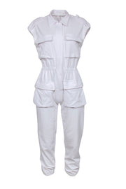 Current Boutique-Norma Kamali - White NK Cargo Jumpsuit Sz XS