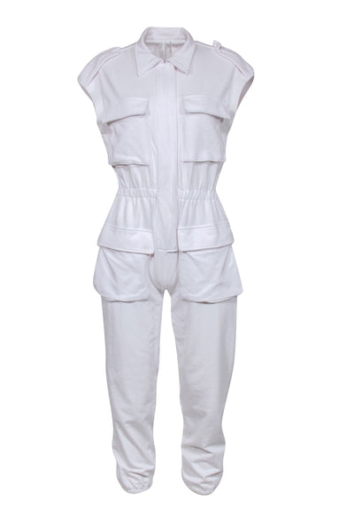 Current Boutique-Norma Kamali - White NK Cargo Jumpsuit Sz XS