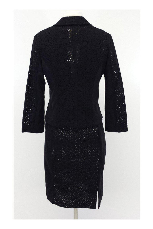 Current Boutique-Nougat London - Black Cotton Eyelet Sheath Dress & Blazer Sz 8