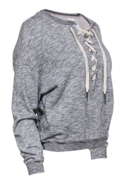 Current Boutique-NSF - Heathered Grey Lace-Up Sweatshirt Sz P