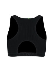 Current Boutique-Off-White - Black Ribbed Racerback Sports Bra w/ Logo Band Sz S