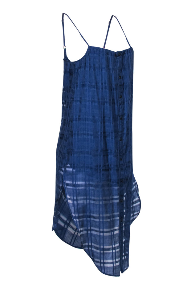 Current Boutique-Onia - Navy Spaghetti Strap Button Front Cover-Up Dress Sz XS