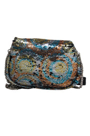 Current Boutique-orYany - Blue, Orange & Silver Sequined Mini Crossbody w/ Chain Strap