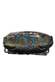 Current Boutique-orYany - Blue, Orange & Silver Sequined Mini Crossbody w/ Chain Strap