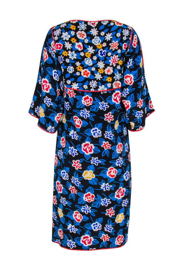Current Boutique-Oscar De La Renta - Multi-Color Floral Print Boat Neck Dress Sz 6