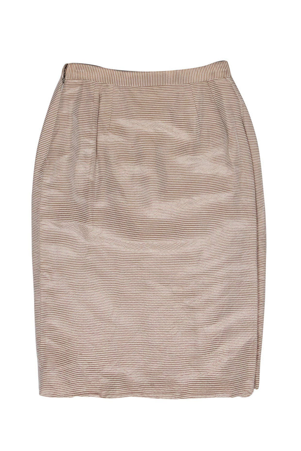Current Boutique-Oscar de la Renta - Beige & White Textured Pencil Skirt Sz 6
