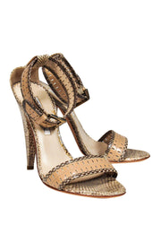 Current Boutique-Oscar de la Renta - Tan Snakeskin Anklestrap Sandals Sz 5