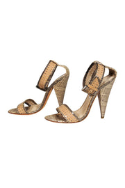 Current Boutique-Oscar de la Renta - Tan Snakeskin Anklestrap Sandals Sz 5