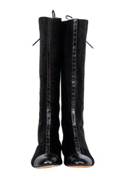 Current Boutique-Oscar de la Renta - Brown Calf Lace-Up Knee High Boots Sz 5.5
