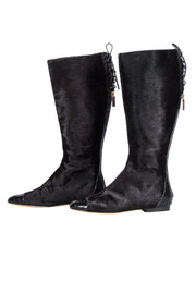Current Boutique-Oscar de la Renta - Brown Calf Lace-Up Knee High Boots Sz 5.5