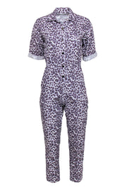 Current Boutique-Overlover - Grey Leopard Print Short Sleeve Jumpsuit Sz XS