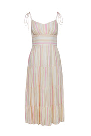Current Boutique-Paige - Yellow & Pink Striped Sleeveless Midi Dress Sz S