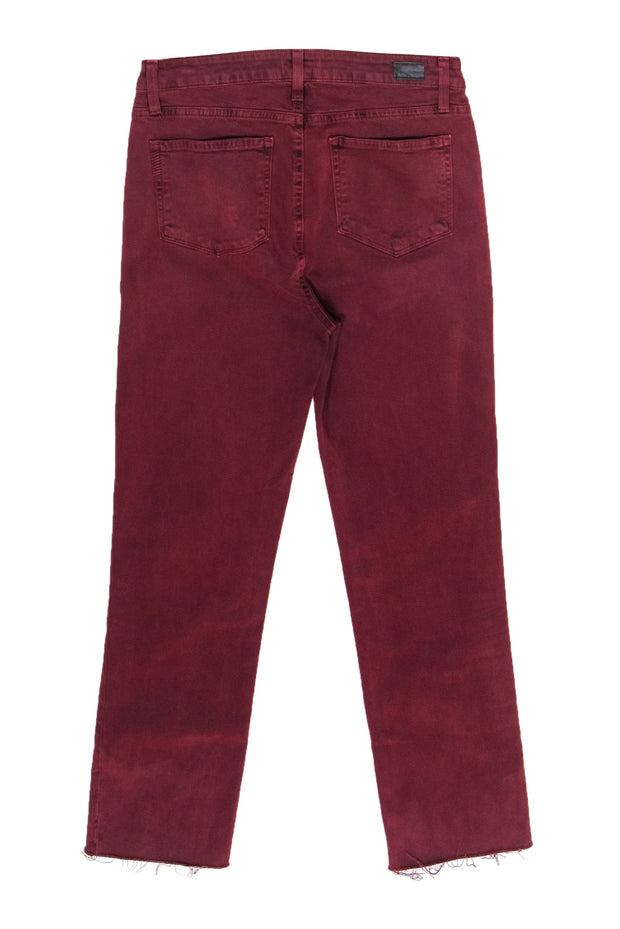 Current Boutique-Paige - Maroon High-Waisted Straight Leg Raw Hem Jeans Sz 30
