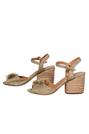 Current Boutique-Paloma Barcelo - Beige Woven Fringed Textile Block Heels Sz 8.5