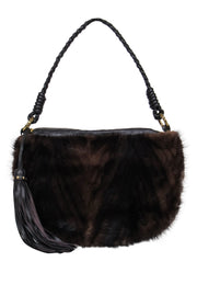 Current Boutique-Paolo Masi - Brown Leather Shoulder Bag w/ Mink Fur
