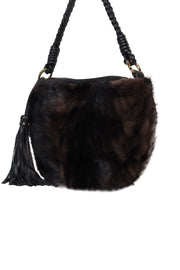 Current Boutique-Paolo Masi - Brown Leather Shoulder Bag w/ Mink Fur