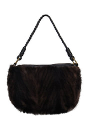 Current Boutique-Paolo Masi - Brown Leather Shoulder Bag w/ Mink Fur