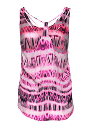 Current Boutique-Parker - Pink Printed Silk Racerback Tank Sz S