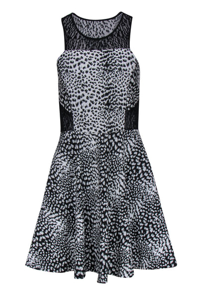 Current Boutique-Parker - Black Mesh & Animal Print Mini Dress Sz M