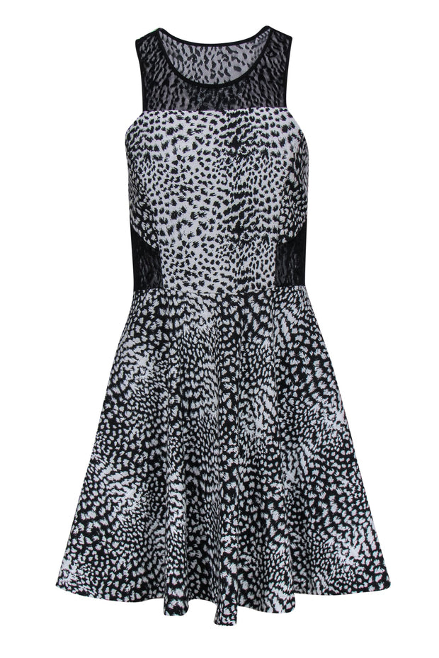 Current Boutique-Parker - Black Mesh & Animal Print Mini Dress Sz M