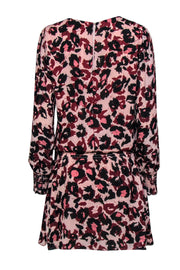 Current Boutique-Parker - Light Pink, Maroon & Black Leopard Print Drop Waist Dress Sz M