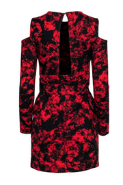 Current Boutique-Parker - Black & Red Floral Print Cold Shoulder Bodycon Dress Sz M