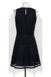 Current Boutique-Parker - Black Mesh Striped Flared Dress Sz S