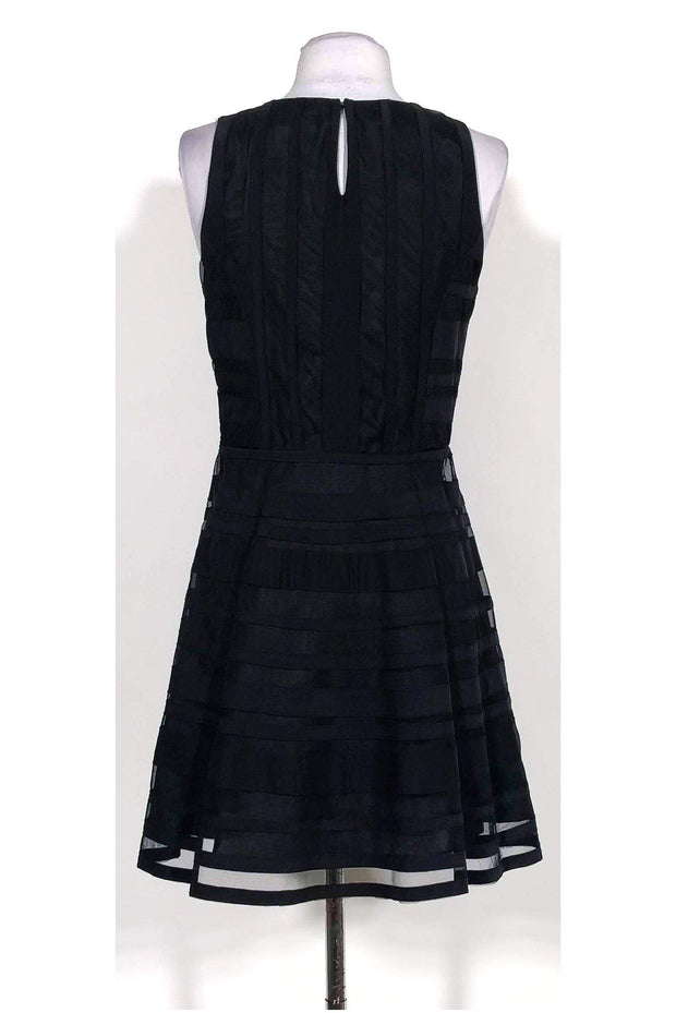 Current Boutique-Parker - Black Mesh Striped Flared Dress Sz S