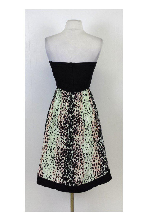 Current Boutique-Parker - Black Multicolor Leopard Print Strapless Dress Sz S