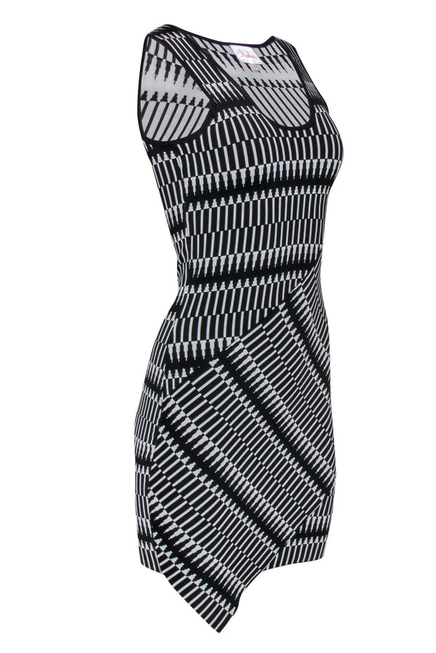 Current Boutique-Parker - Black & White Patterned Knit Tank Bodycon Dress Sz S