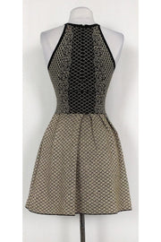 Current Boutique-Parker - Black & Gold Knit Flared Dress Sz S