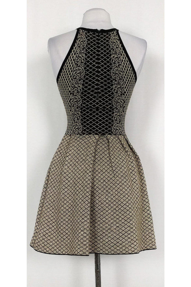 Current Boutique-Parker - Black & Gold Knit Flared Dress Sz S
