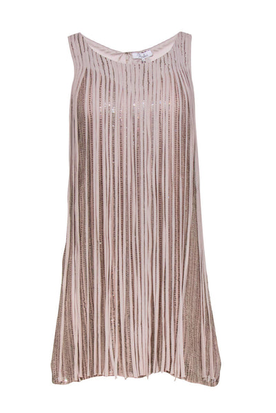 Current Boutique-Parker - Nude Fringe & Sequined Shift Mini Dress Sz XS