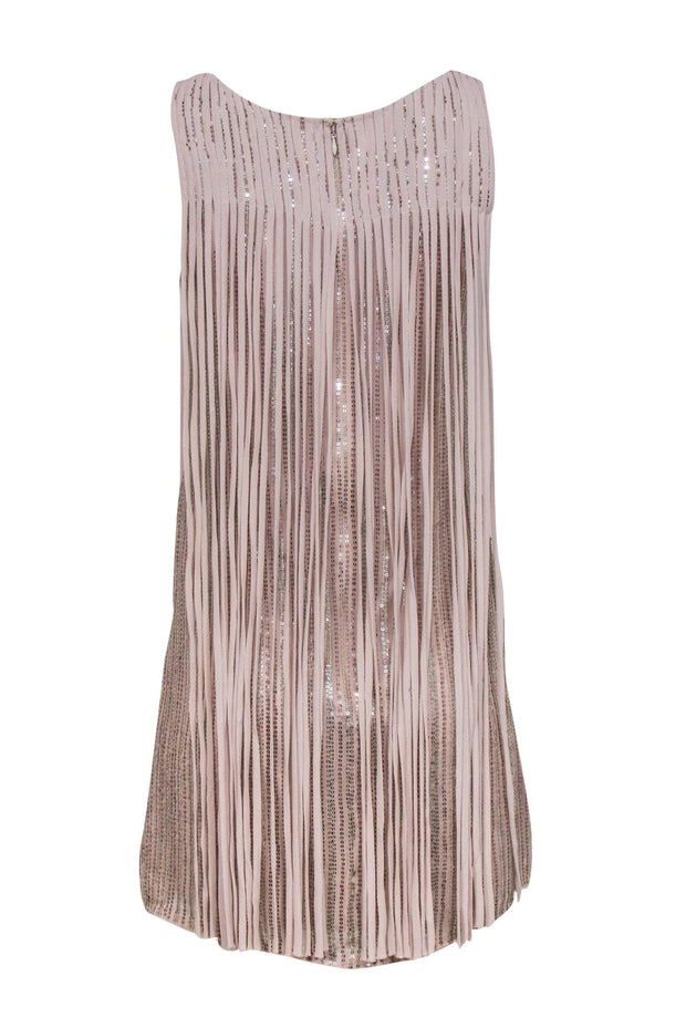 Current Boutique-Parker - Nude Fringe & Sequined Shift Mini Dress Sz XS