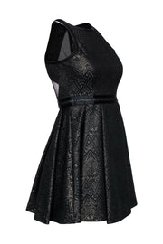 Current Boutique-Parker - Black & Gold Art Deco Fit & Flare Dress Sz XS