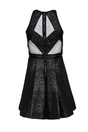 Current Boutique-Parker - Black & Gold Art Deco Fit & Flare Dress Sz XS