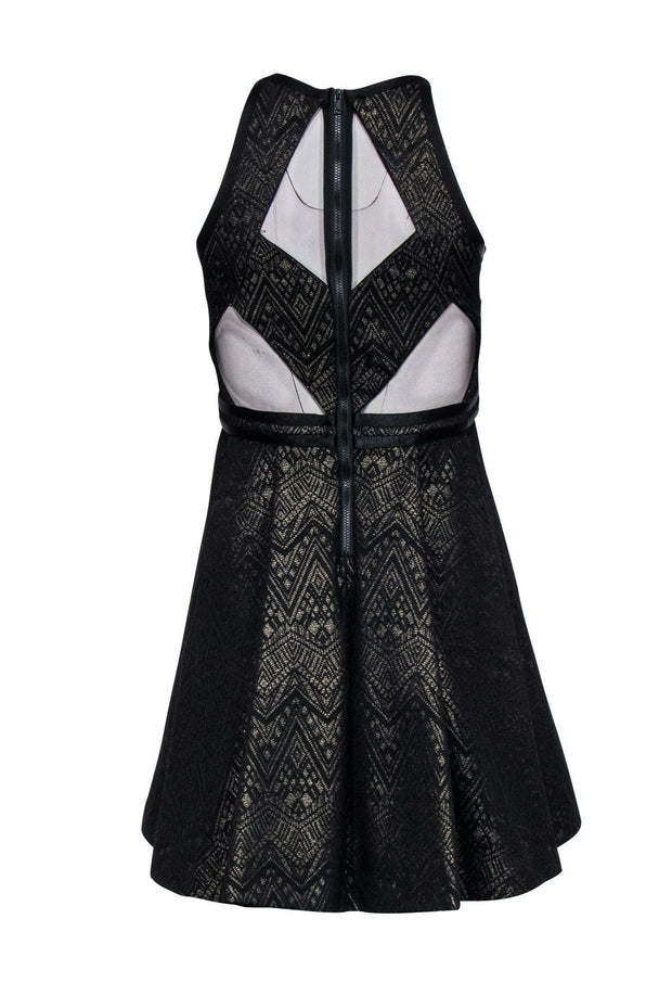 Current Boutique-Parker - Black & Gold Art Deco Fit & Flare Dress Sz XS