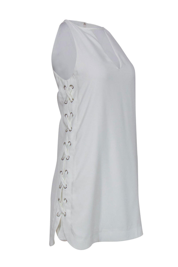 Current Boutique-Parker - White Lace-Up Side Shift Dress Sz XS