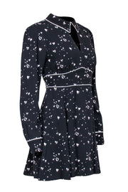 Current Boutique-Parker - Black & White Heart Printed Fit & Flare Dress Sz 2