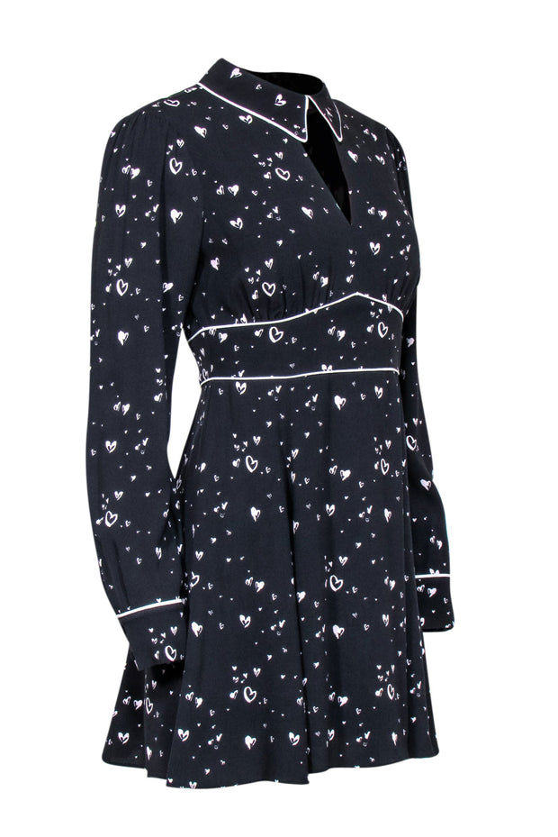 Current Boutique-Parker - Black & White Heart Printed Fit & Flare Dress Sz 2