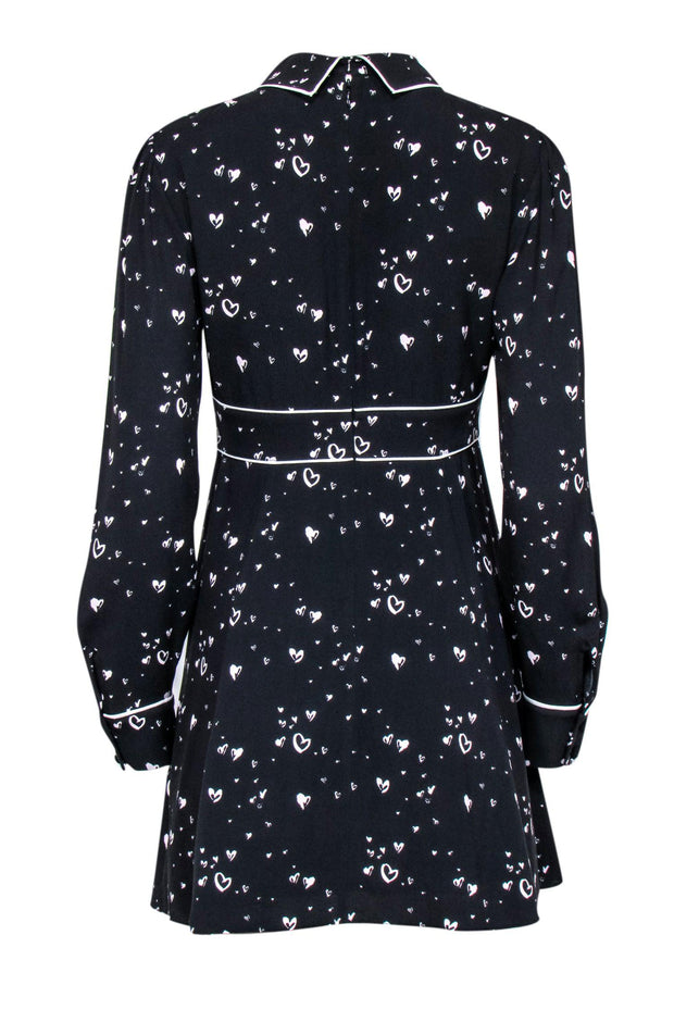 Current Boutique-Parker - Black & White Heart Printed Fit & Flare Dress Sz 2