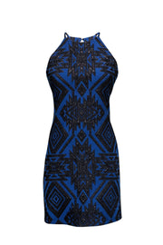 Current Boutique-Parker - Blue & Black Aztec Print Halter Dress Sz M