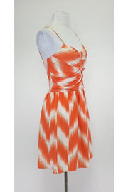 Current Boutique-Parker - Orange & White Spaghetti Strap Dress Sz M