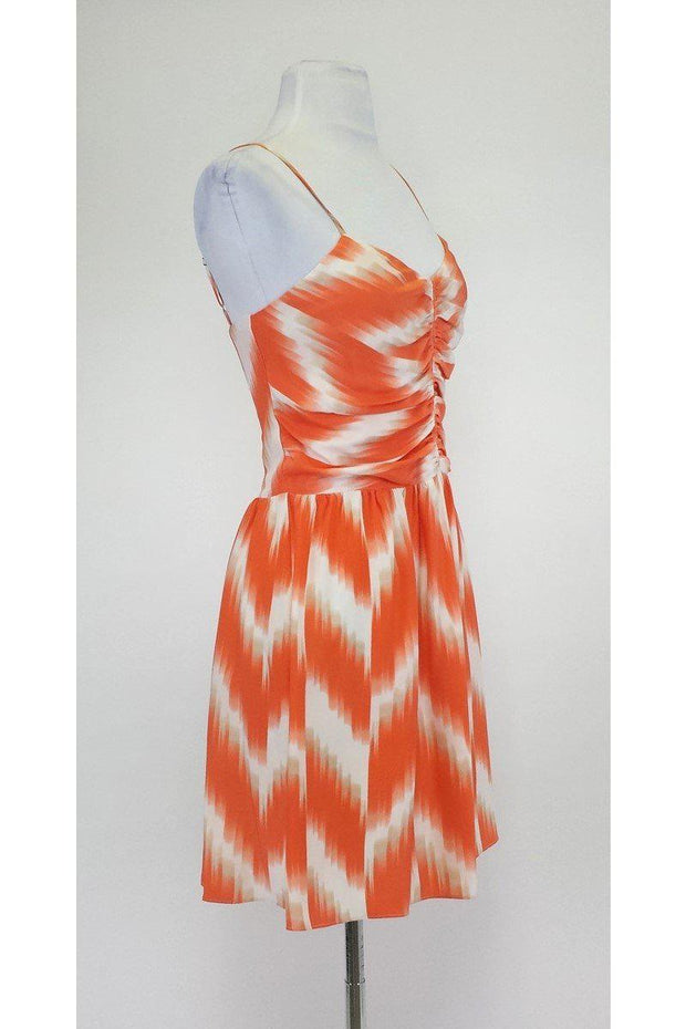 Current Boutique-Parker - Orange & White Spaghetti Strap Dress Sz M