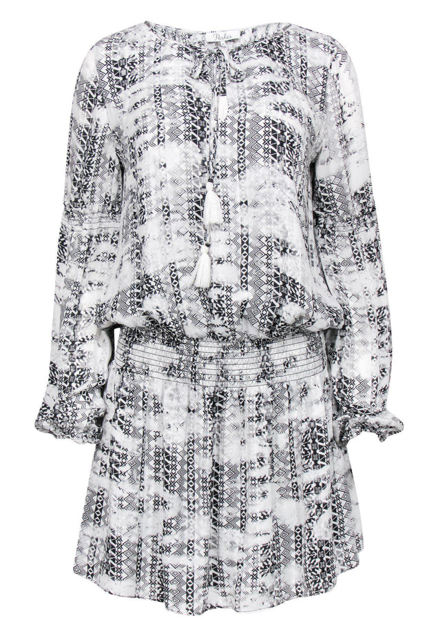 Current Boutique-Parker - Black & White Geometric Print Shift Dress Sz M