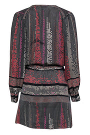Current Boutique-Parker - Black & Multicolor Printed Wrap Front Mini Dress Sz S