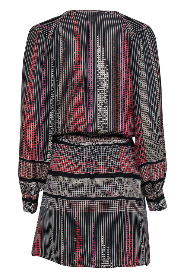 Current Boutique-Parker - Black & Multicolor Printed Wrap Front Mini Dress Sz S