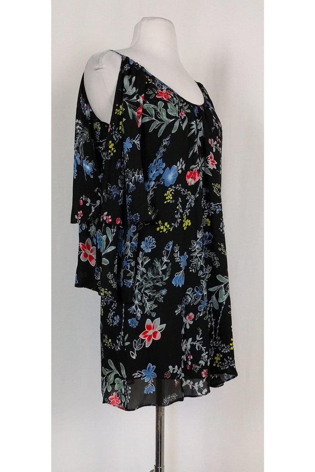 Current Boutique-Parker - Black Cold Shoulder Floral Dress Sz XS